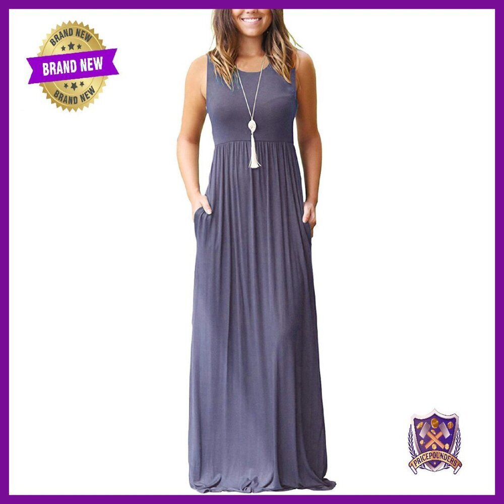 Sleeveless Maxi Dress with Pockets, Elastic Waist, OEKO-TEX Certified